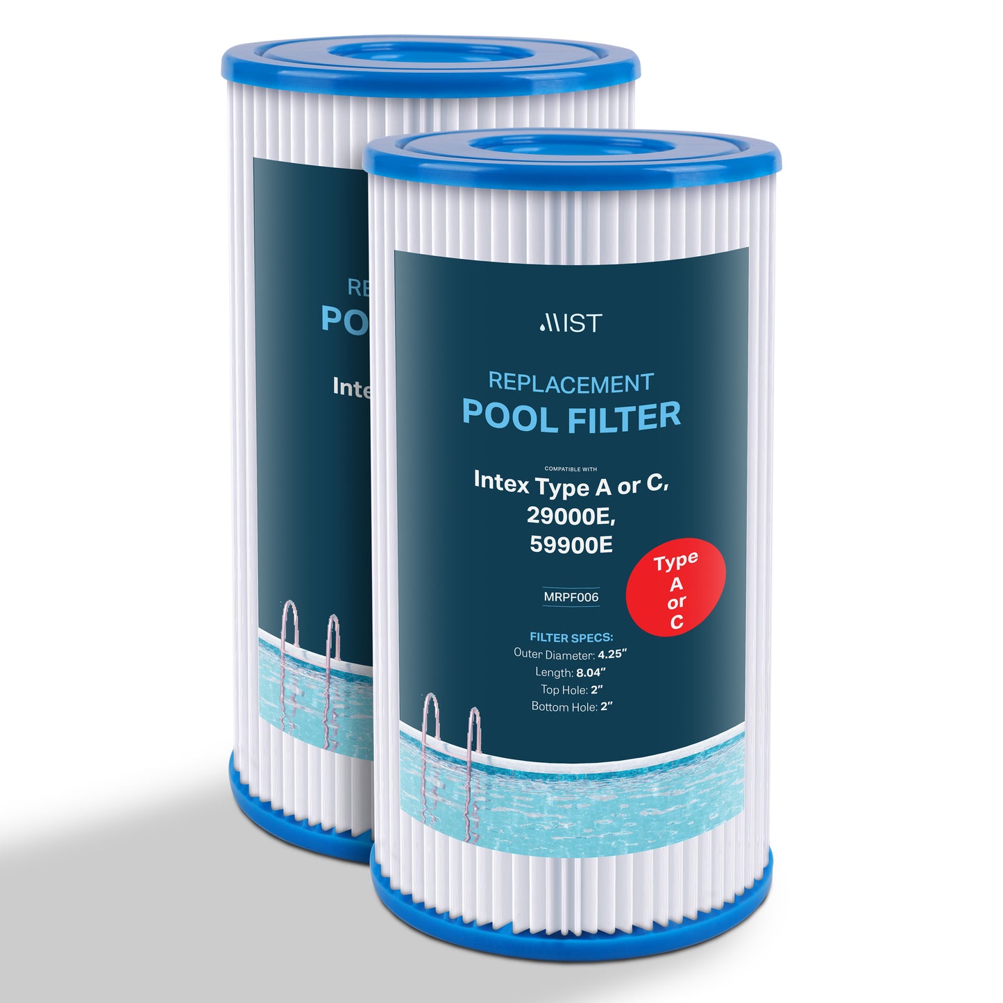Intex Type A or C Pool Filter Cartridge Replacement for 29000E, 59900E, and more