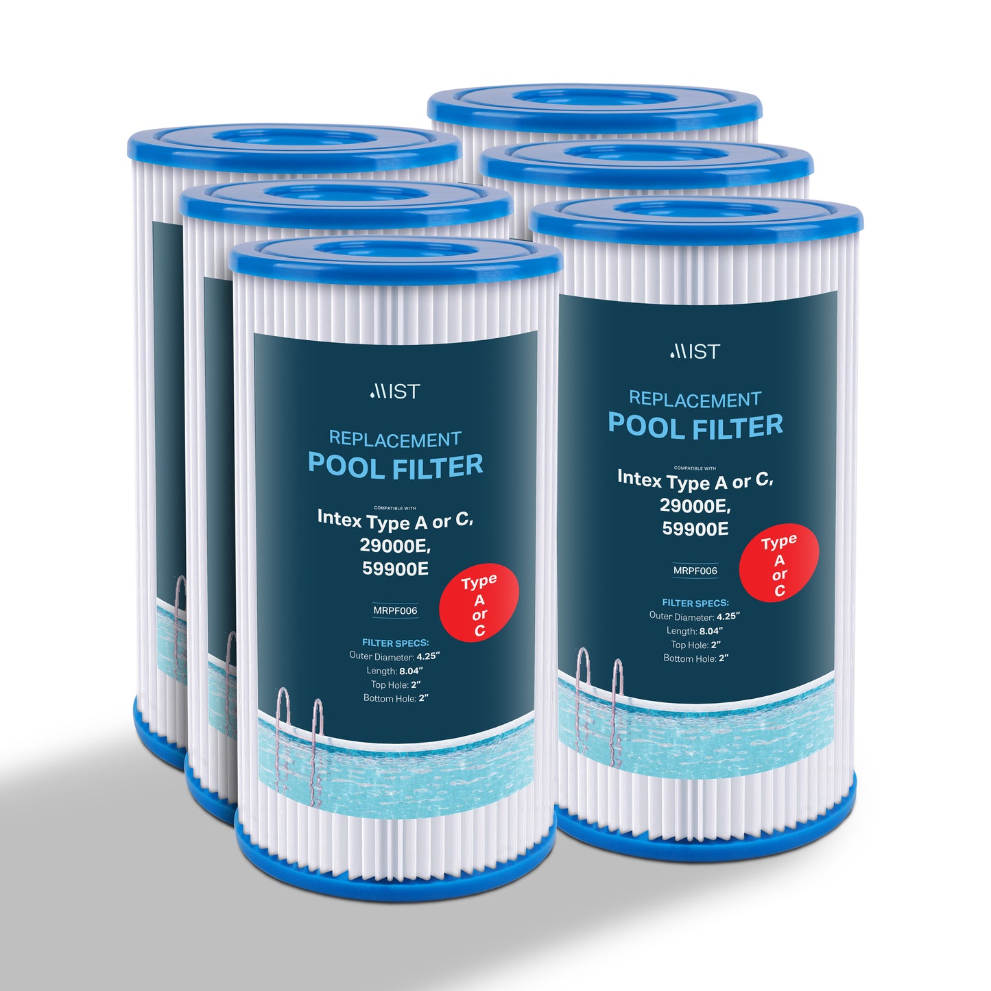 Intex Type A or C Pool Filter Cartridge Replacement for 29000E, 59900E, and more