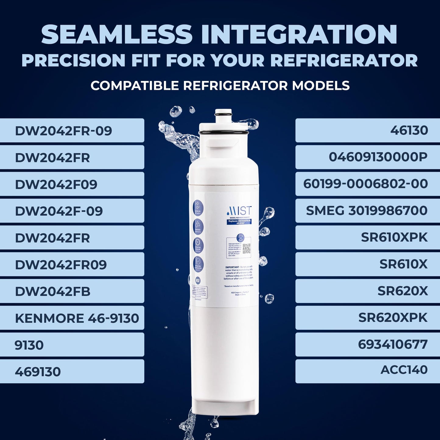 Daewoo DW2042FR-09, DW2042FR, Aqua Crystal DW2042F-09, Kenmore 46-9130 Refrigerator Water Filter Replacement