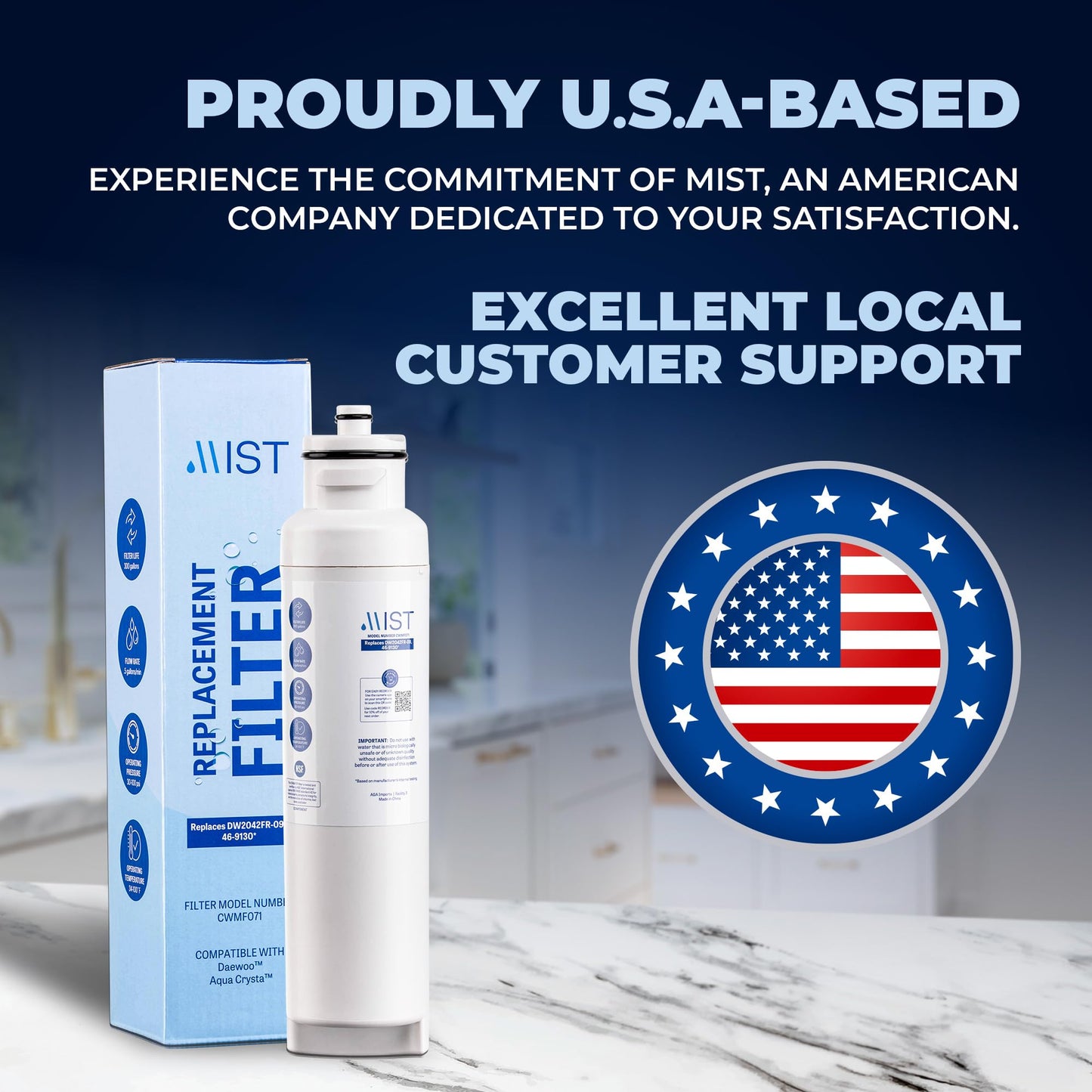 Daewoo DW2042FR-09, DW2042FR, Aqua Crystal DW2042F-09, Kenmore 46-9130 Refrigerator Water Filter Replacement