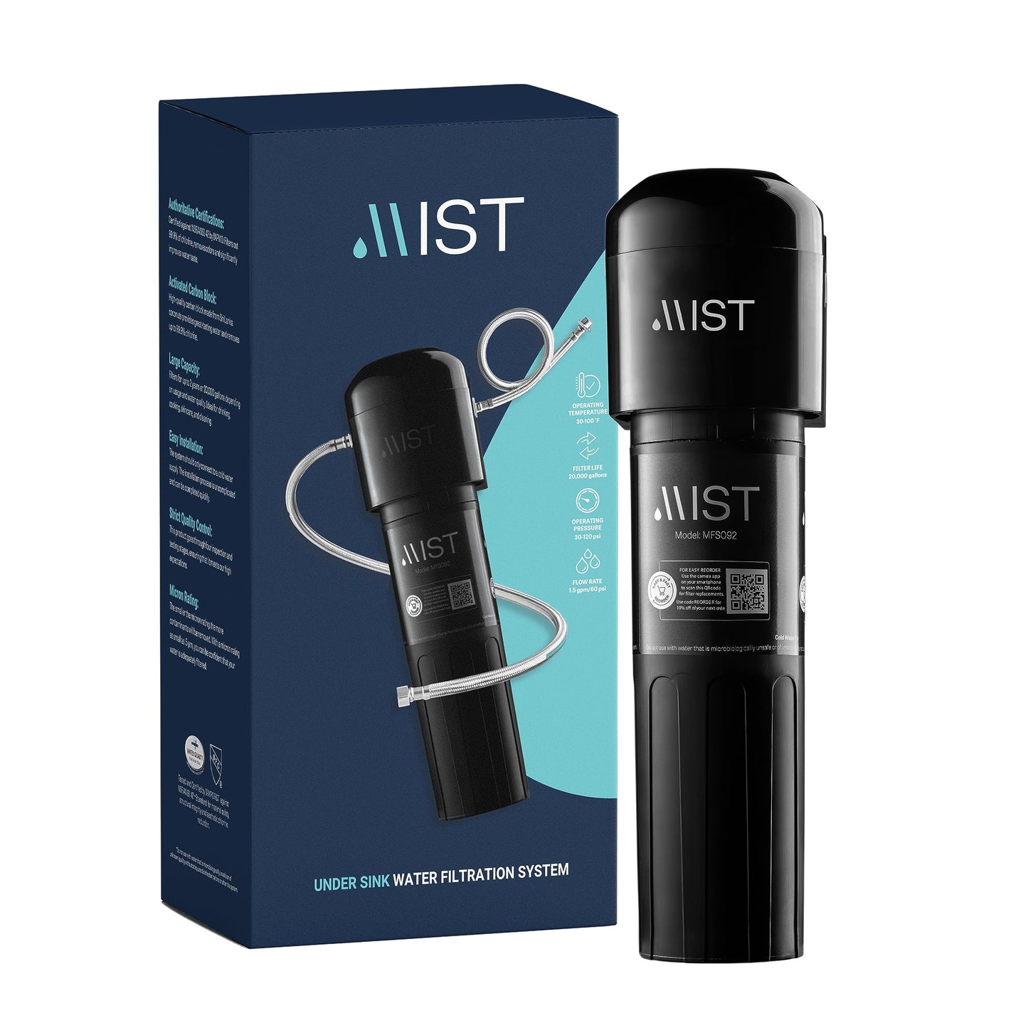 Mist Under Sink Water Filter System, 20,000-Gallon Capacity