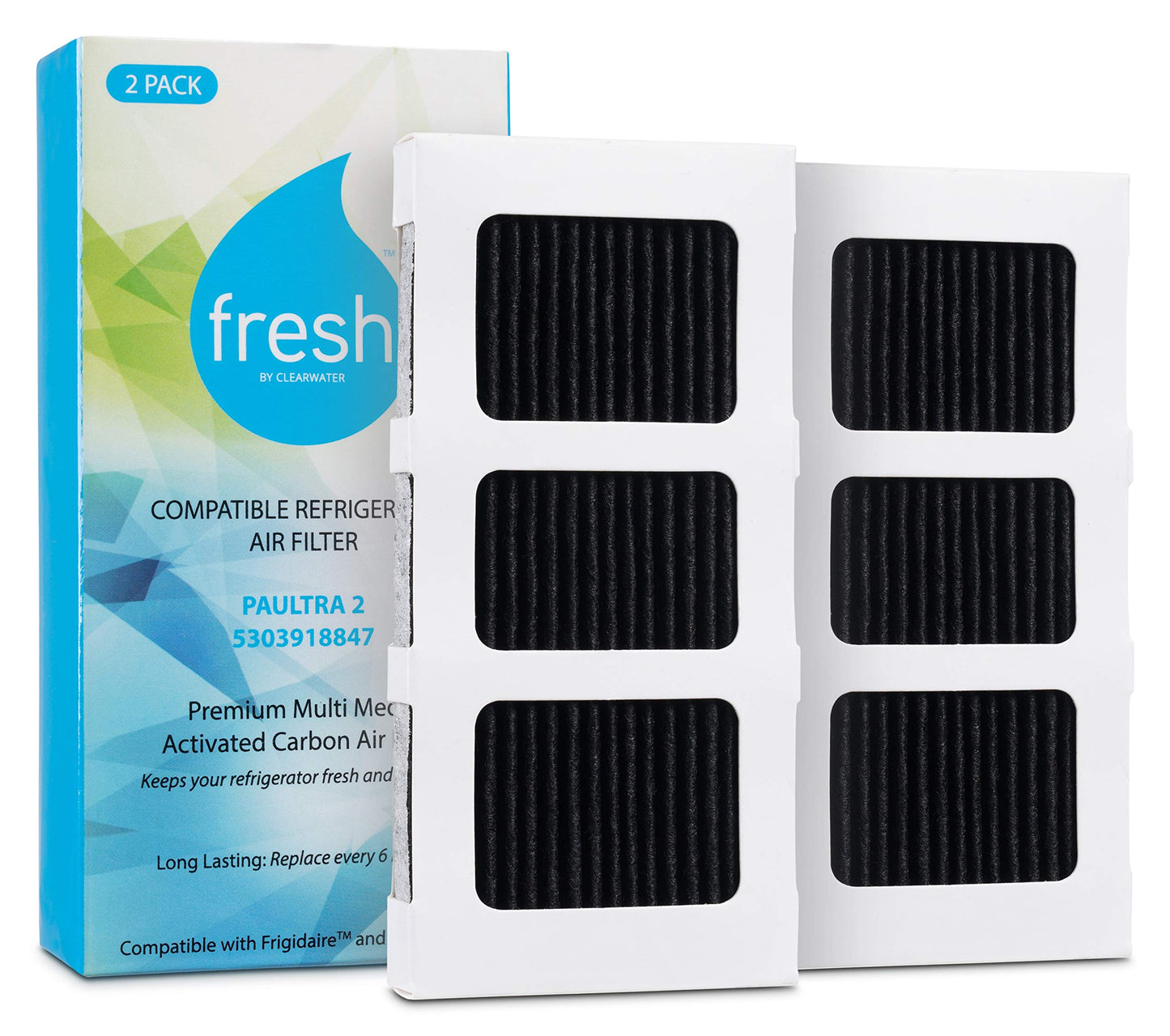 Paultra2 Frigidaire Refrigerator Air Filter Replacement, Compatible with Model Numbers: Pureair Ultra 2, Pure Air Ultra 2, Pureair Ultra ii, Electrolux 242047805, 5303918847, EAP12364179