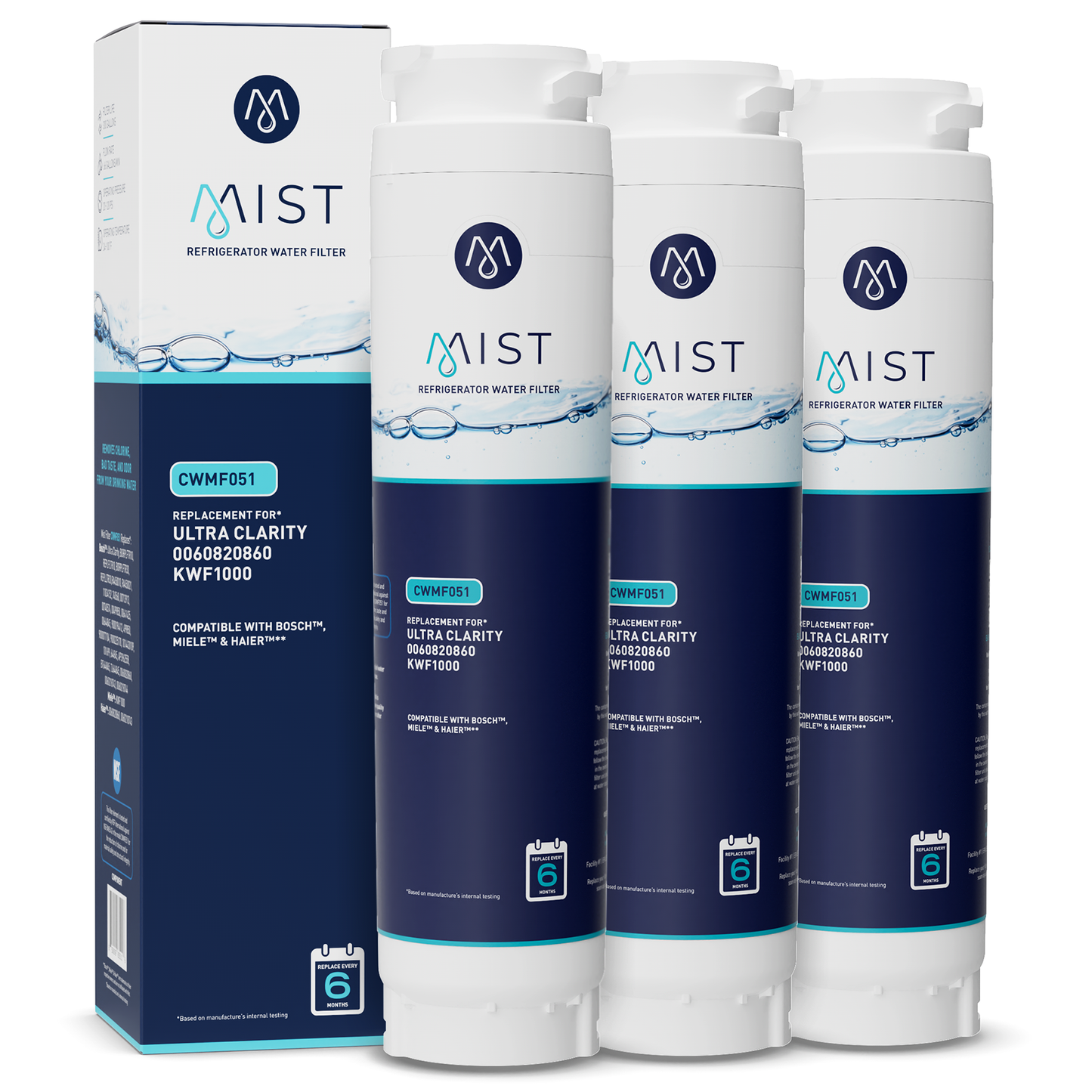 Ultra Clarity, 644845, 9000077104, 9000194412, Haier 0060820860, 0060218744, Miele KWF1000 Refrigerator Water Filter
