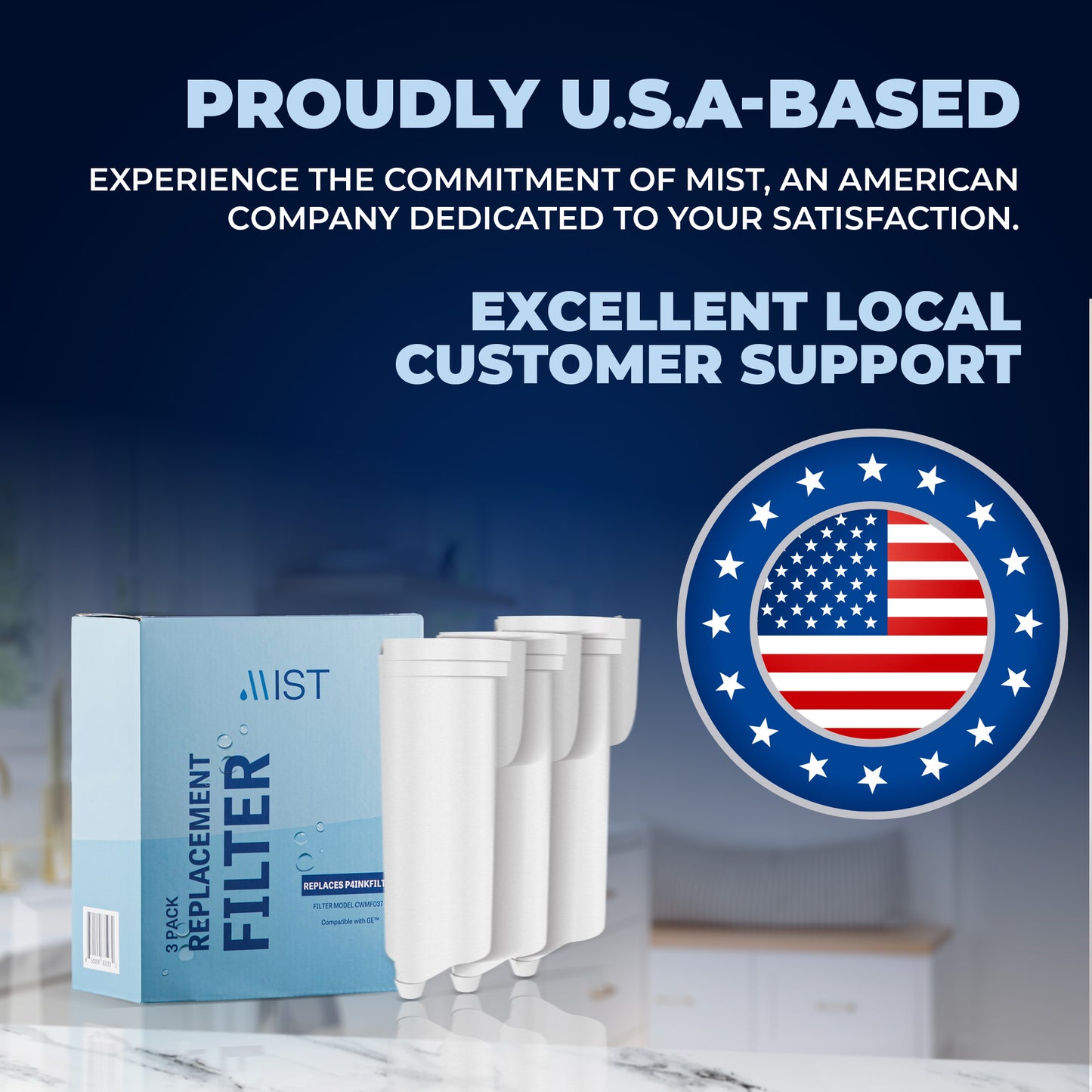 Mist Replacement for P4INKFILTR Ice Maker Water Filter, Compatible with all GE- Opal Nugget Ice Maker Water Filter, Easy to Install with Pull Ring Design, 3 Pack