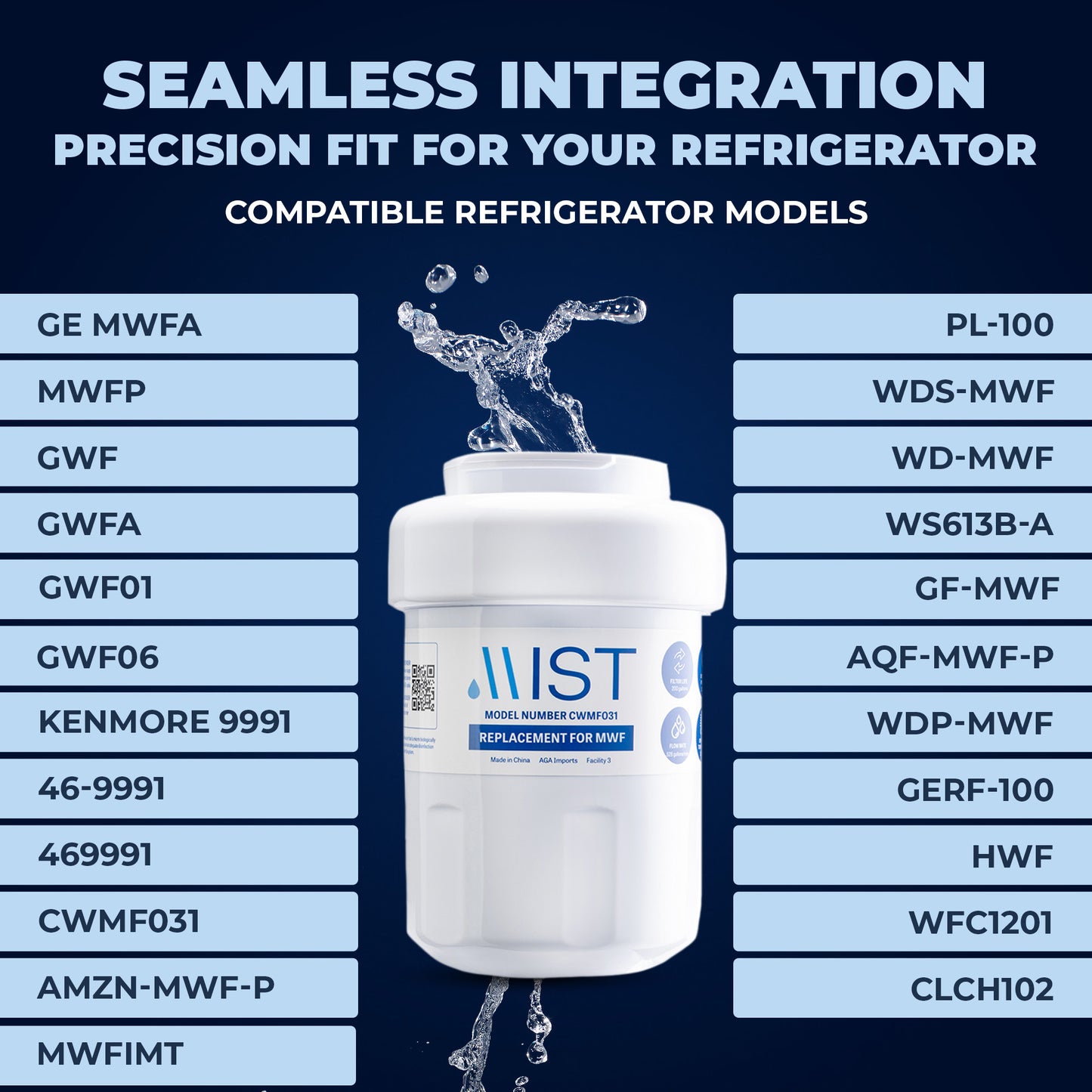 GE MWF, Smartwater, MWFA, MWFP, GWF, GWFA, Kenmore 999146, 9991, 469991 Refrigerator Water Filter