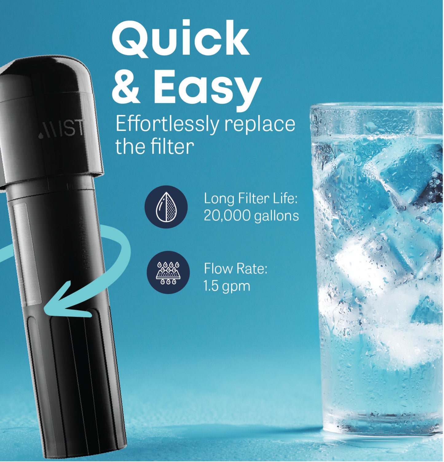 Mist Under Sink Water Filter System, 20,000-Gallon Capacity