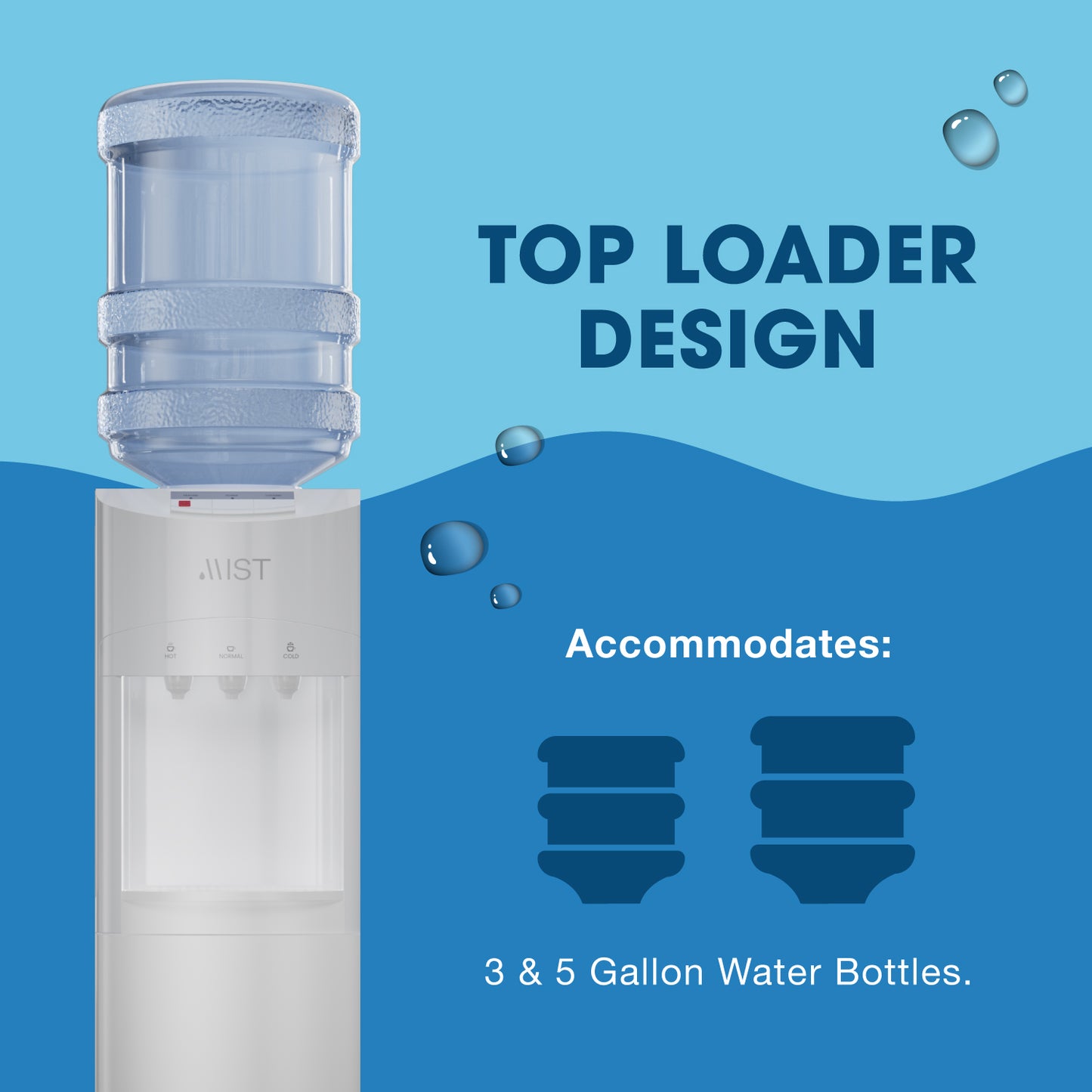 Mist Top Loader Water Dispenser White