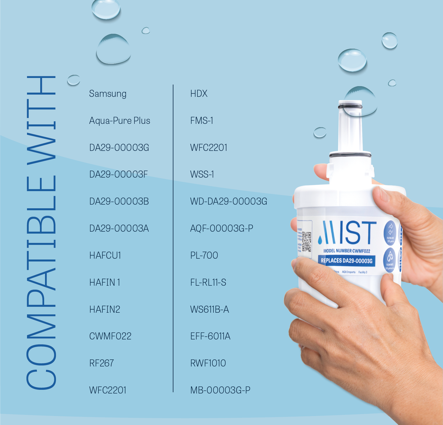 Samsung Aqua-Pure Plus DA29-00003G, DA29-00003F, DA29-00003B, DA29-00003A, HAFCU1, HAFIN1/EXP, HAFIN2/EXP Refrigerator Water Filter