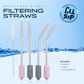 Reusable Stainless Steel Filtering Straws with Brush - 2 Grey and 2 Pink