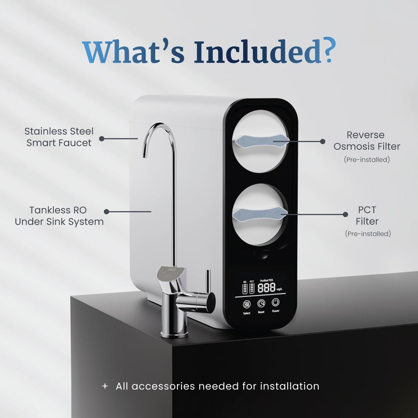 4 Stage Tankless RO System with Smart Faucet