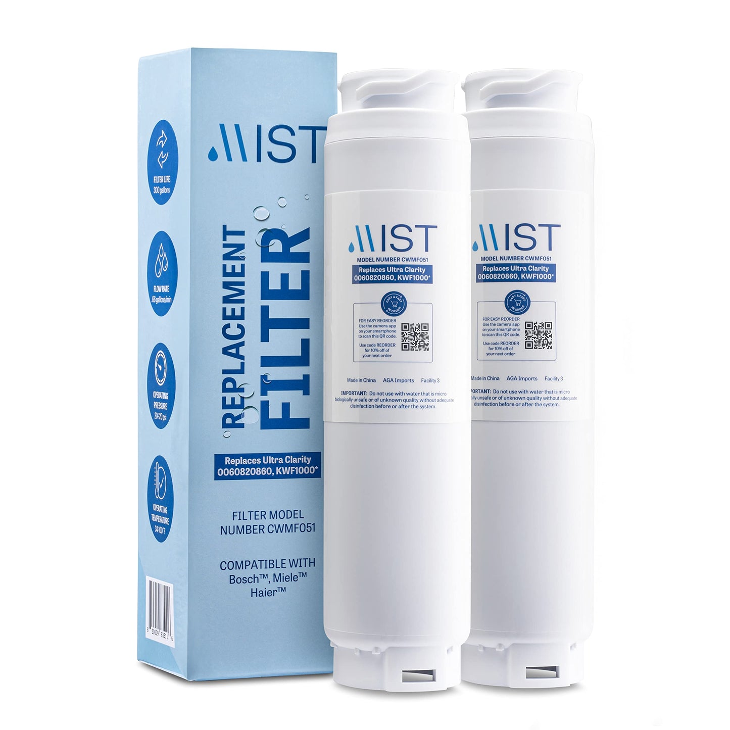 Ultra Clarity, 644845, 9000077104, 9000194412, Haier 0060820860, 0060218744, Miele KWF1000 Refrigerator Water Filter