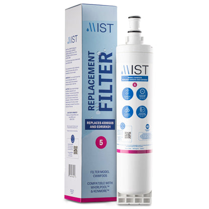Mist 4396508 & EDR5RXD1 Water Filter Replacement, Compatible Whirlpool Models: 4396508, 4396510, Filter 5, 46-9010, PUR W10186668, NLC240V, Kenmore 46-9010, 9087