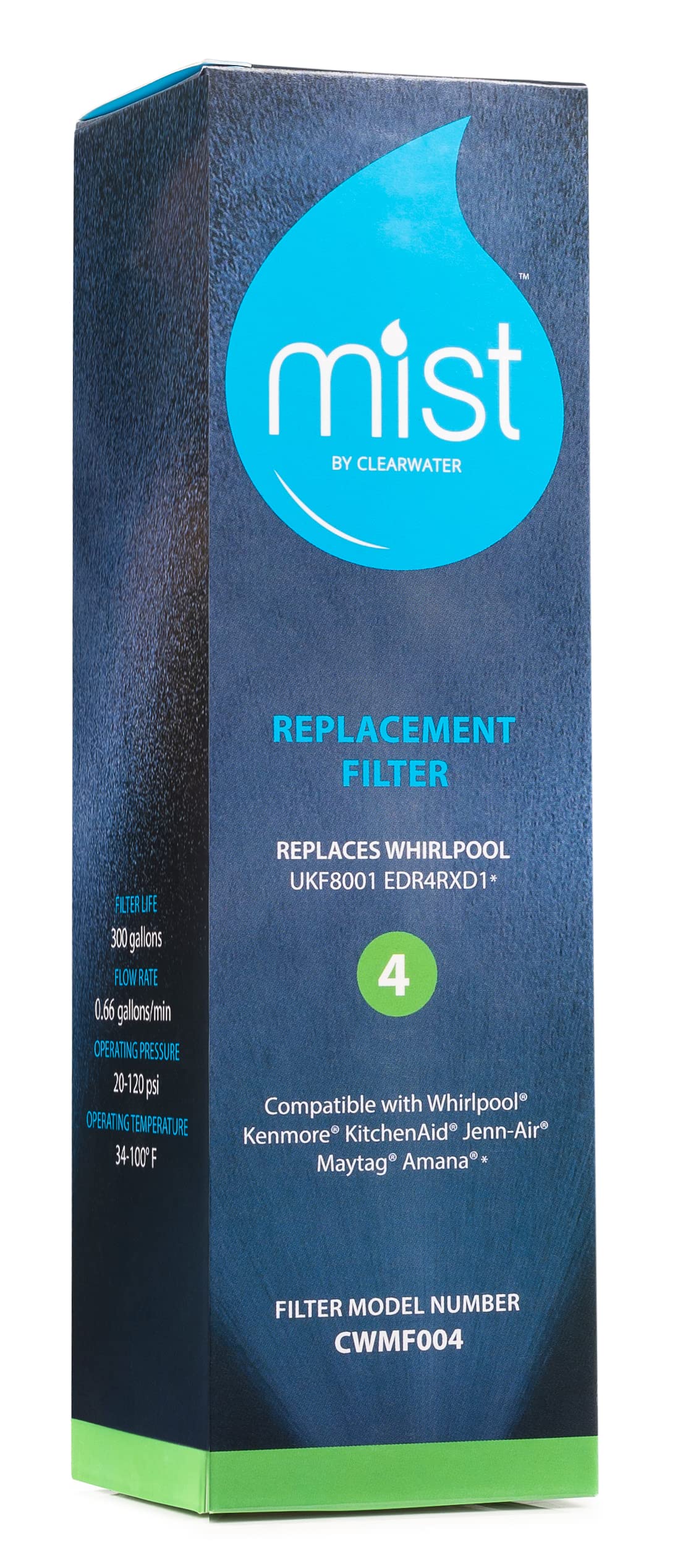 Whirlpool Maytag Everydrop EDR4RXD1, UKF8001, Pur Filter 4 Refrigerator Water Filter