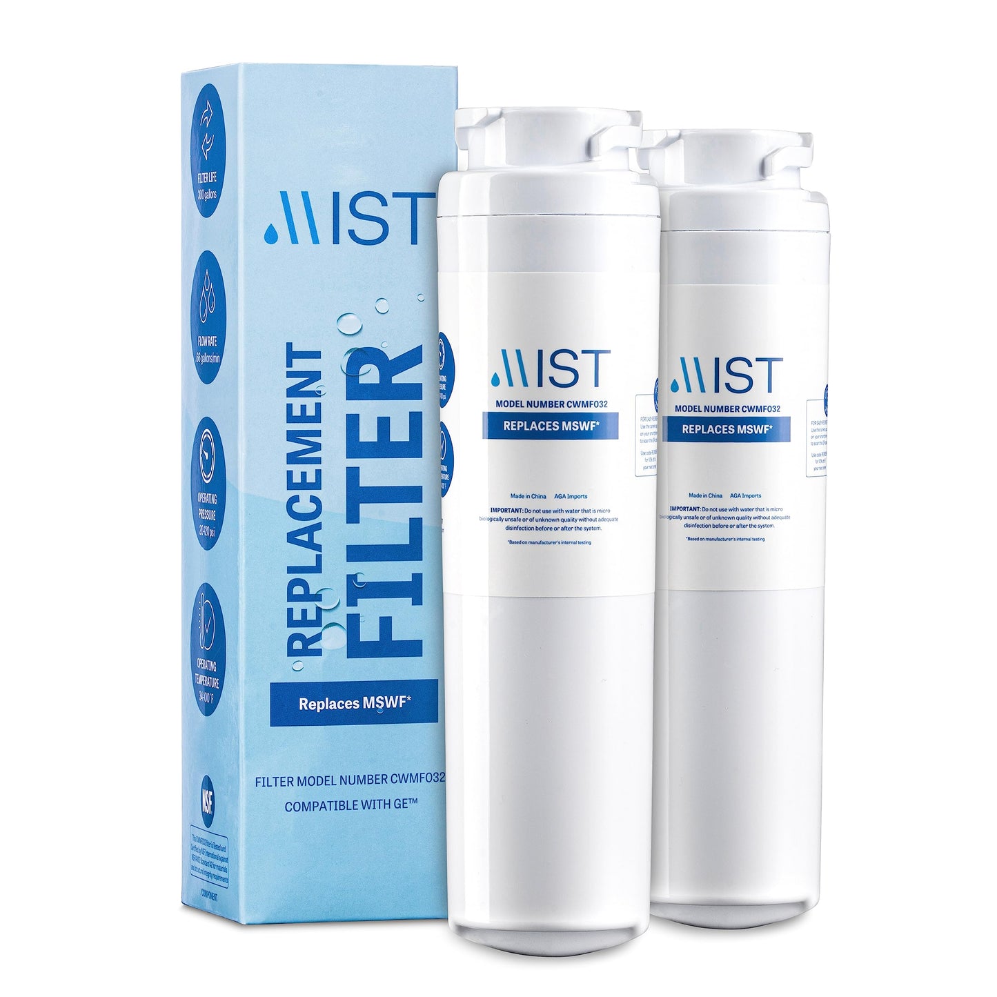 GE MSWF, 101820A, 101821B, 101821-B Refrigerator Water Filter