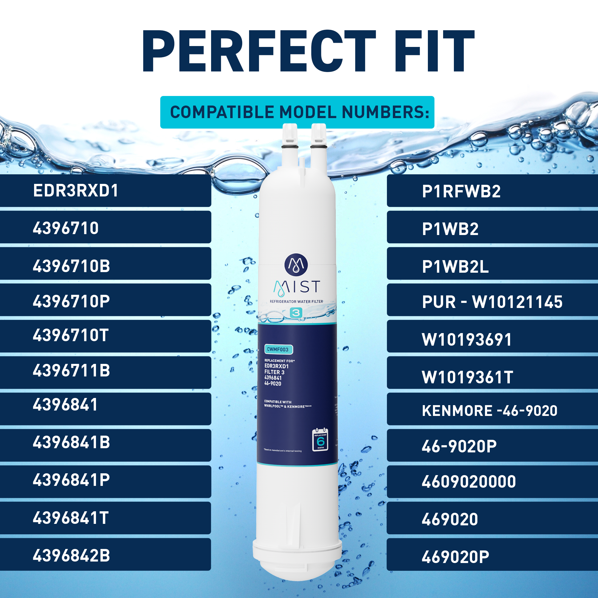6 Pack Refrigerator Water Filter – Replacement For EDR3RXD1, 9083, 4396841