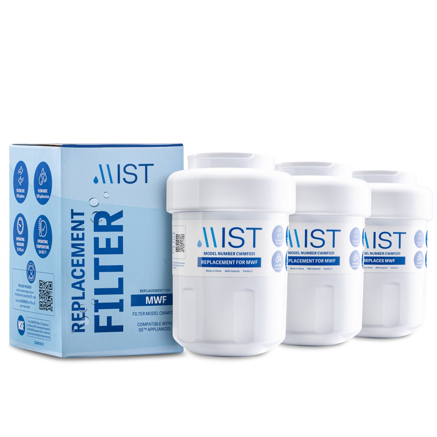 GE MWF, Smartwater, MWFA, MWFP, GWF, GWFA, Kenmore 999146, 9991, 469991 Refrigerator Water Filter