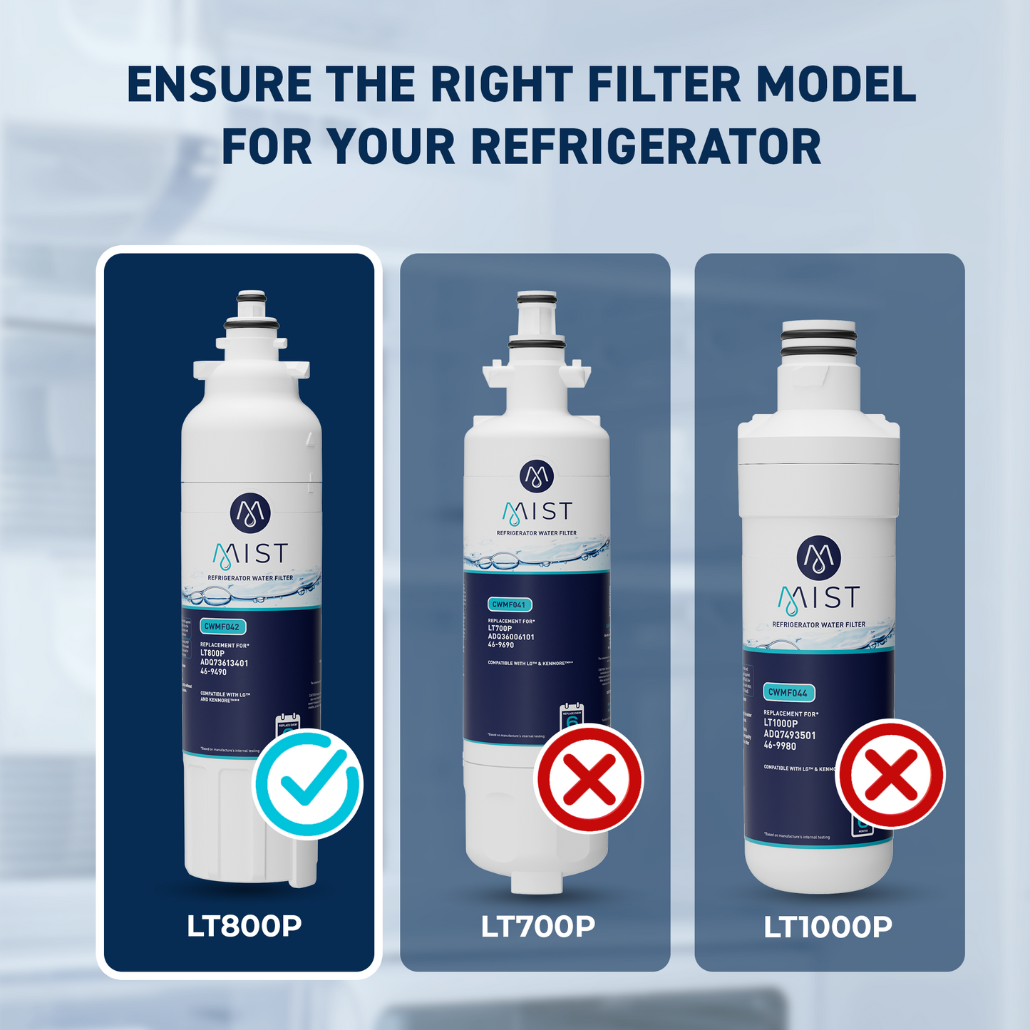 LG LT800P ADQ73613401, Kenmore 9490, ADQ73613402, 46-9490 Refrigerator Water Filter