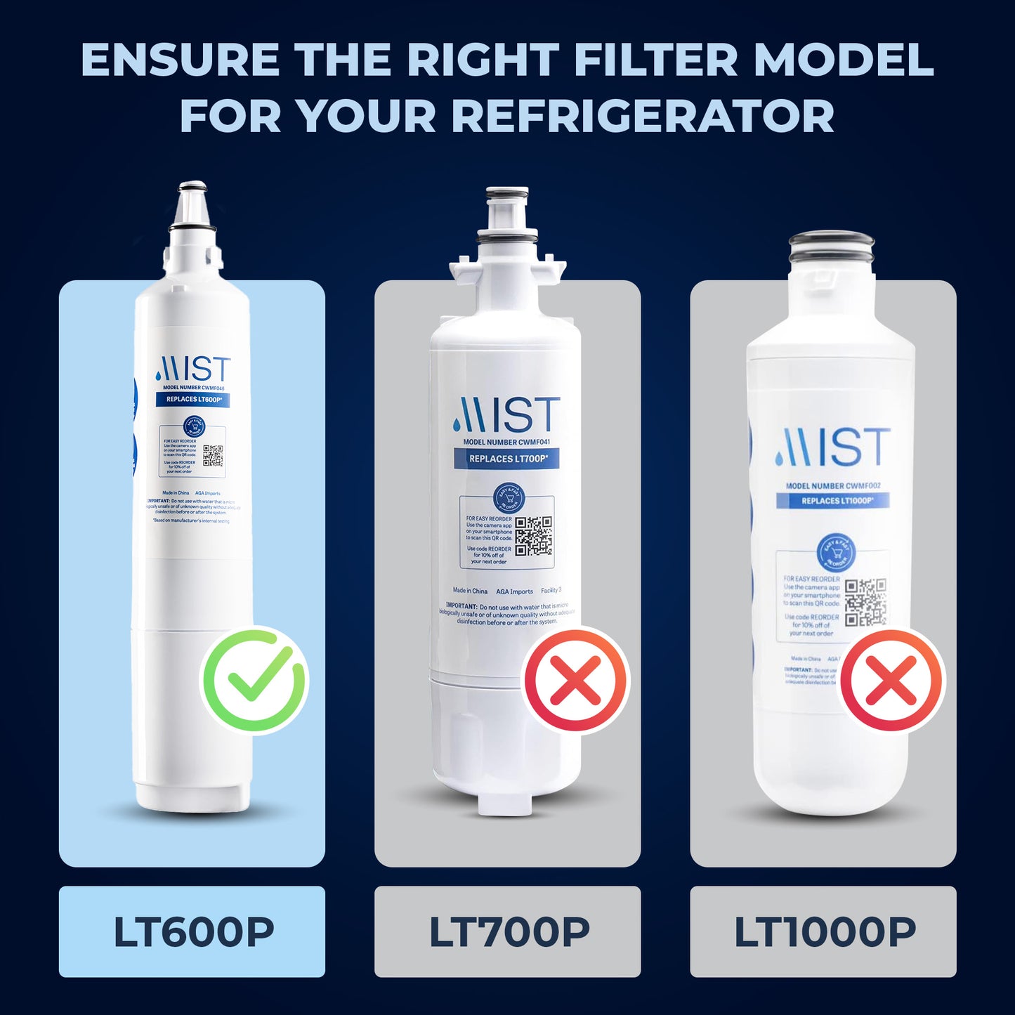 LG LT600P, 5231JA2006A, 5231JA2006B, 5231JA2006E, 5231JA2006F, Kenmore 9990,  469990, 46-9990  Refrigerator Water Filter