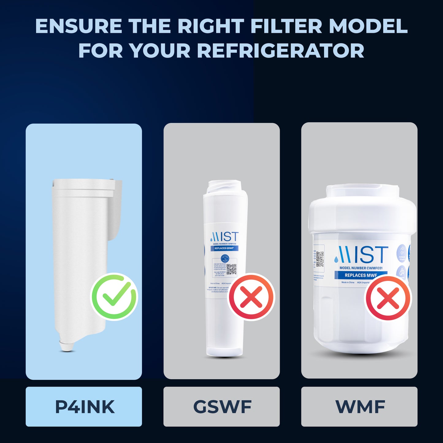 Mist Replacement for P4INKFILTR Ice Maker Water Filter, Compatible with all GE- Opal Nugget Ice Maker Water Filter, Easy to Install with Pull Ring Design, 3 Pack