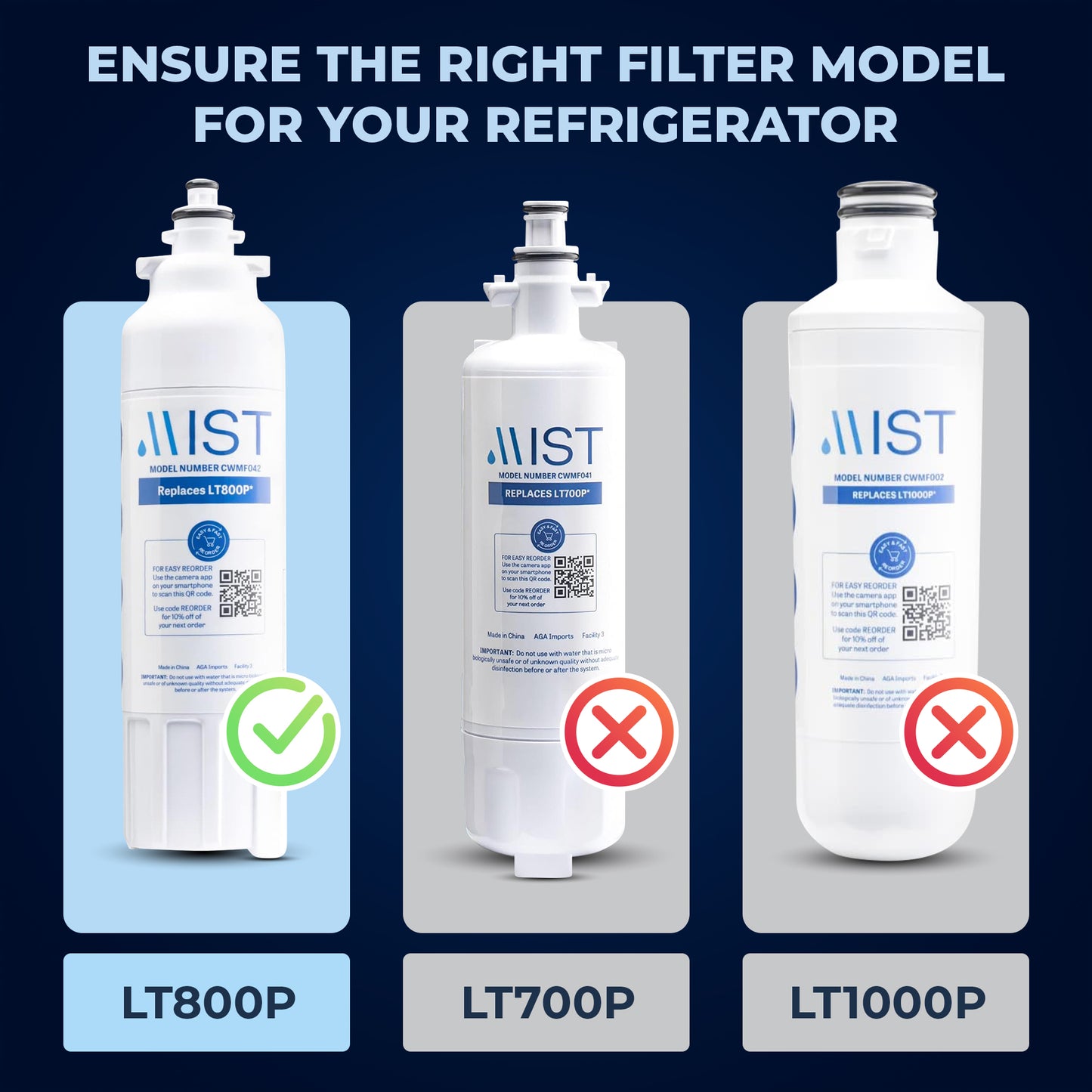 LG LT800P ADQ73613401, Kenmore 9490, ADQ73613402, 46-9490 Refrigerator Water Filter