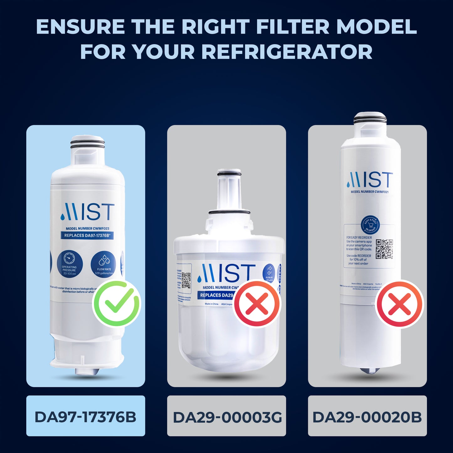 Samsung DA97-17376B, DA97-08006C, HAF-QIN, HAF-QIN/EXP Refrigerator Water Filter