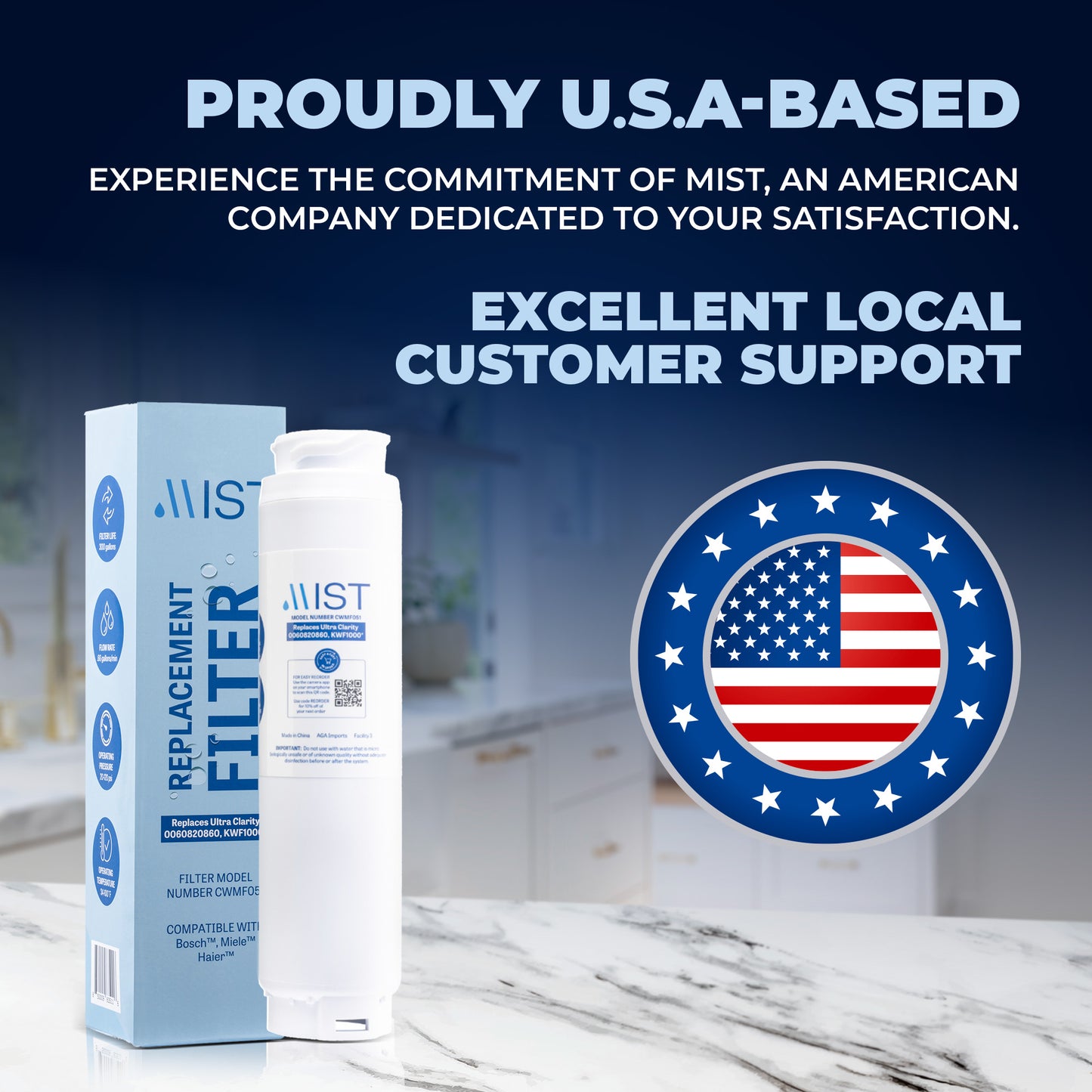 Ultra Clarity, 644845, 9000077104, 9000194412, Haier 0060820860, 0060218744, Miele KWF1000 Refrigerator Water Filter