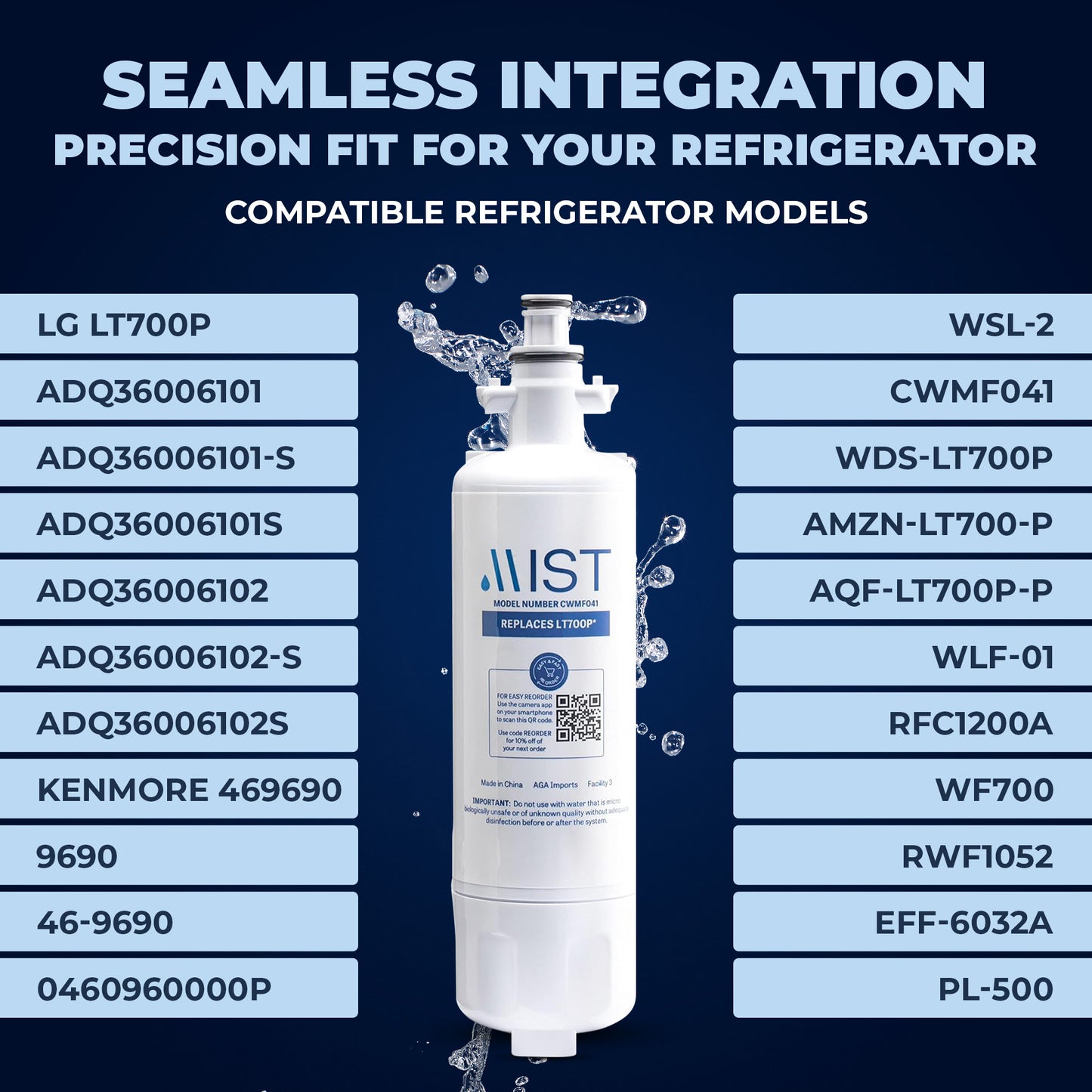 LG LT700P, ADQ36006101, Kenmore 46-9690 Refrigerator Water Filter