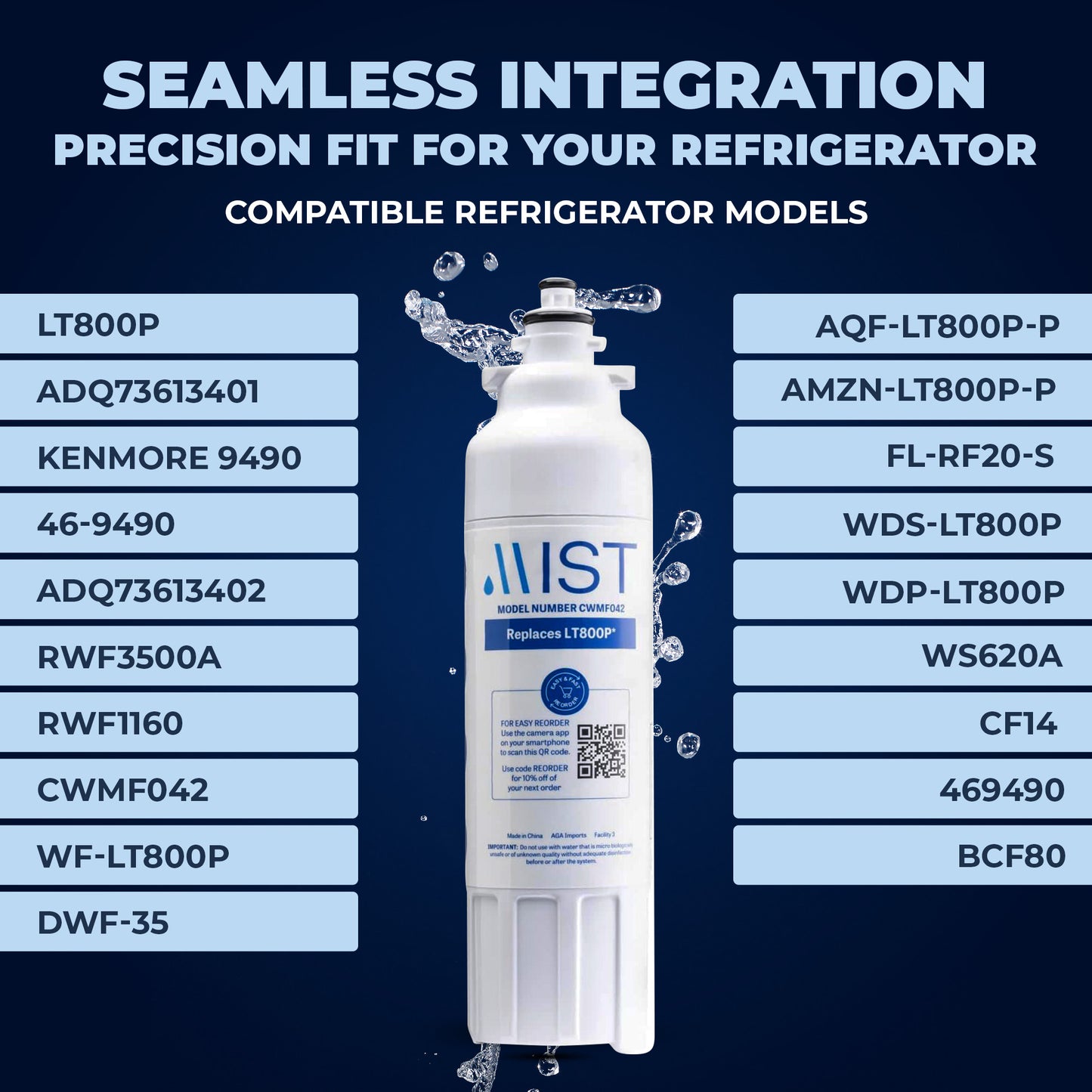 LG LT800P ADQ73613401, Kenmore 9490, ADQ73613402, 46-9490 Refrigerator Water Filter