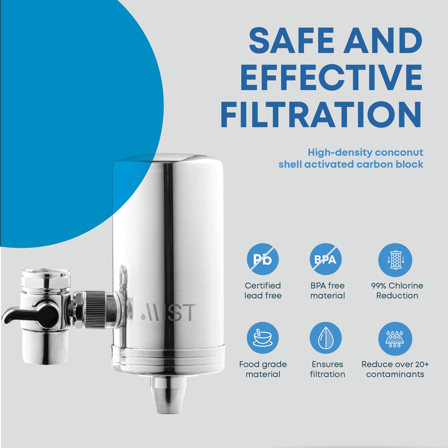 Stainless Steel Activated Carbon Fiber Faucet Filtration System, Water Filter Cartridge, 320 Gal. Capacity