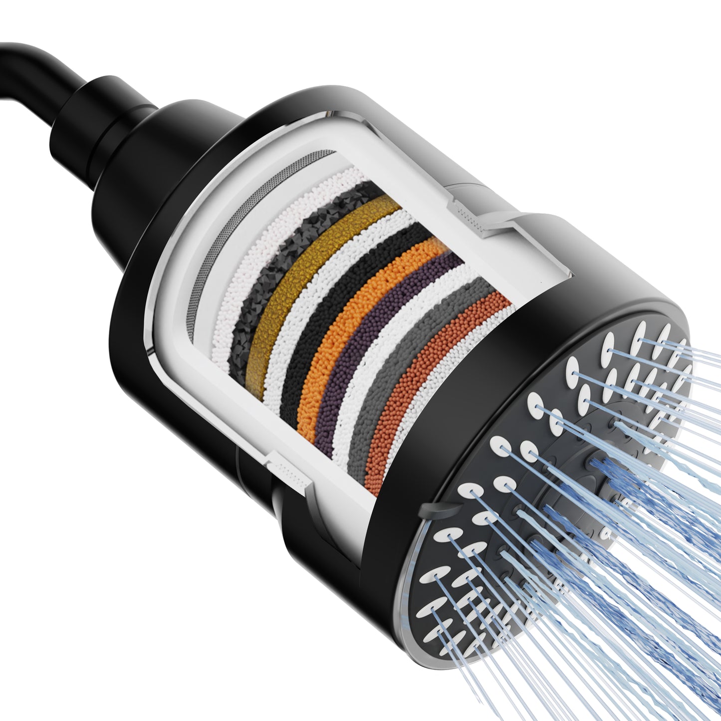 Water Softening 15 Stage Filtering Compact Matte Black Shower Head