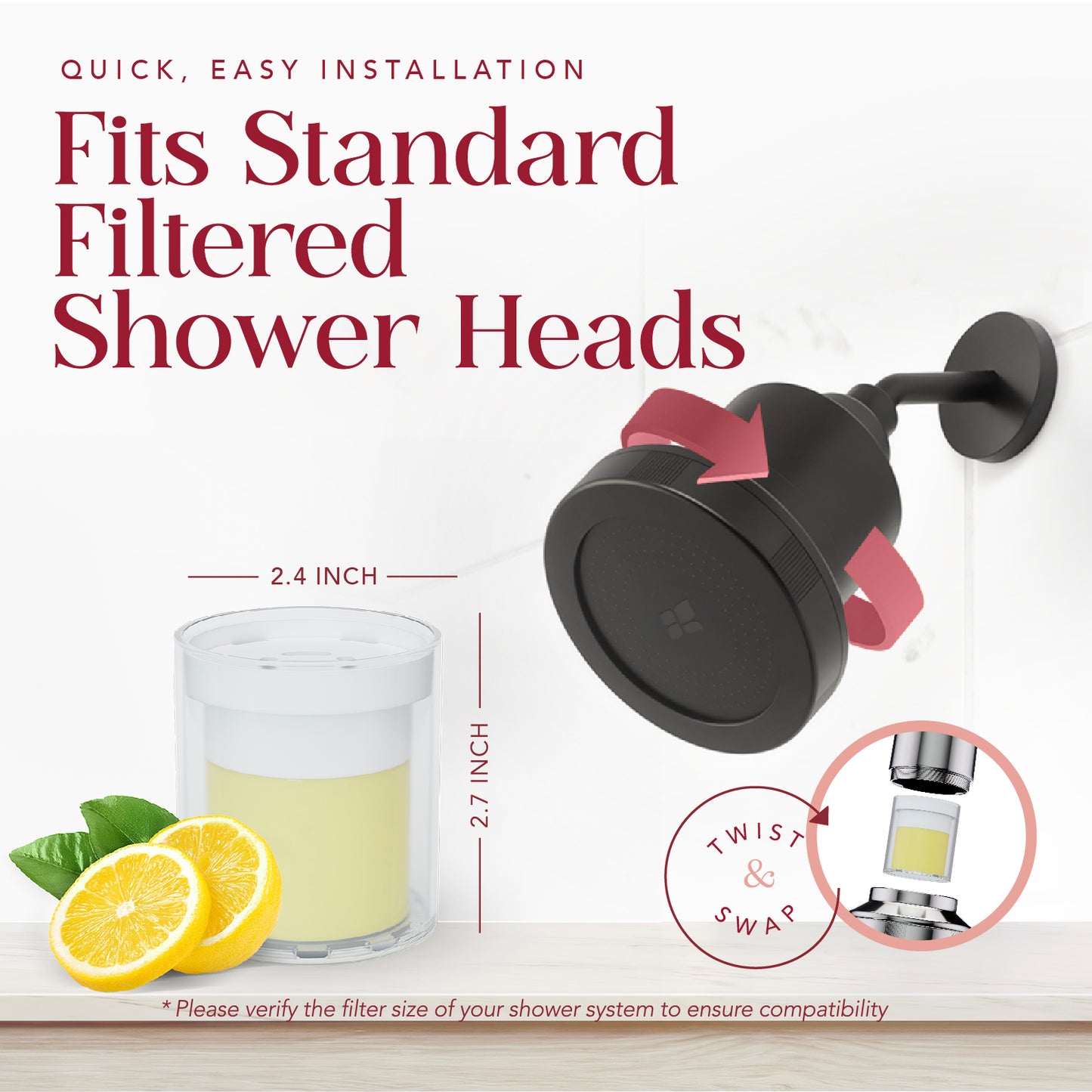 Radiance by Mist Replacement Aromatherapy Vitamin C Filter Cartridge for Filtered Shower Heads