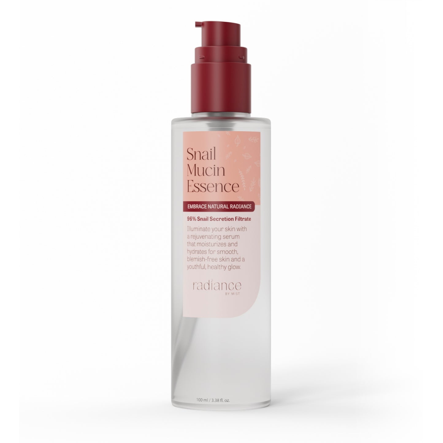 Radiance Snail Mucin Serum with Advanced Snail 96% Mucin Power Essence, Korean Skin Care with Hydrating Hyaluronic Acid Korean Serum, 3.38 fl oz, 100ml