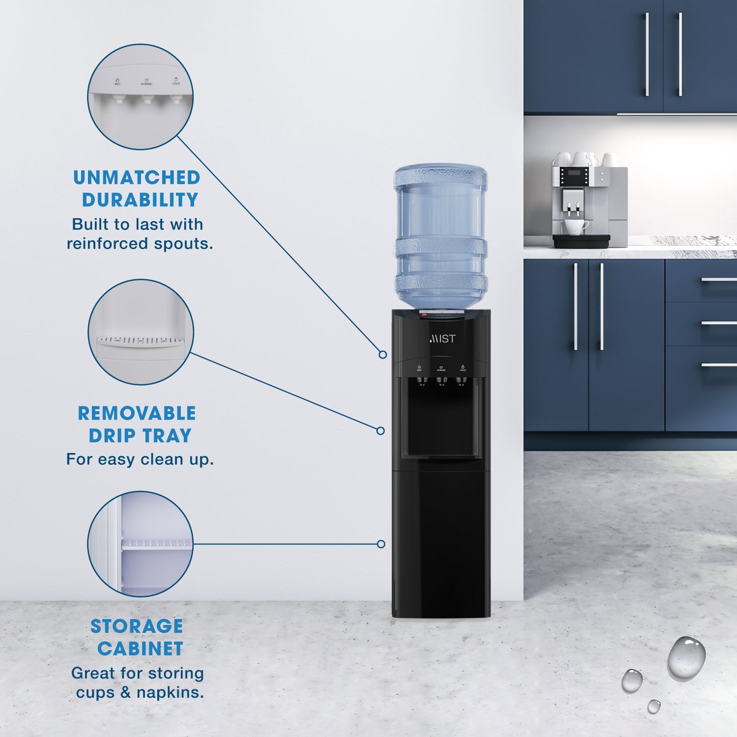 Mist Top Loader Water Dispenser Black