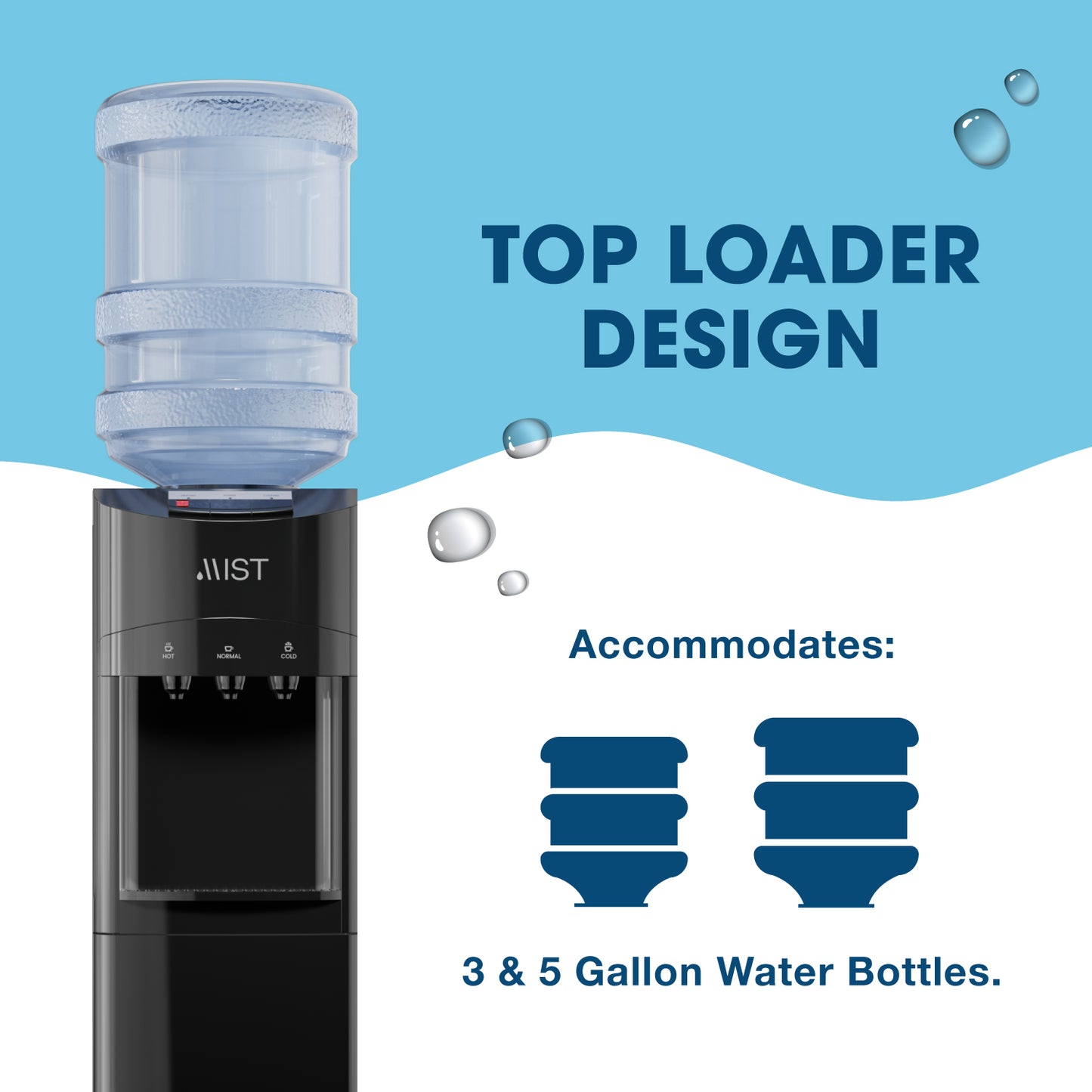 Mist Top Loader Water Dispenser Black