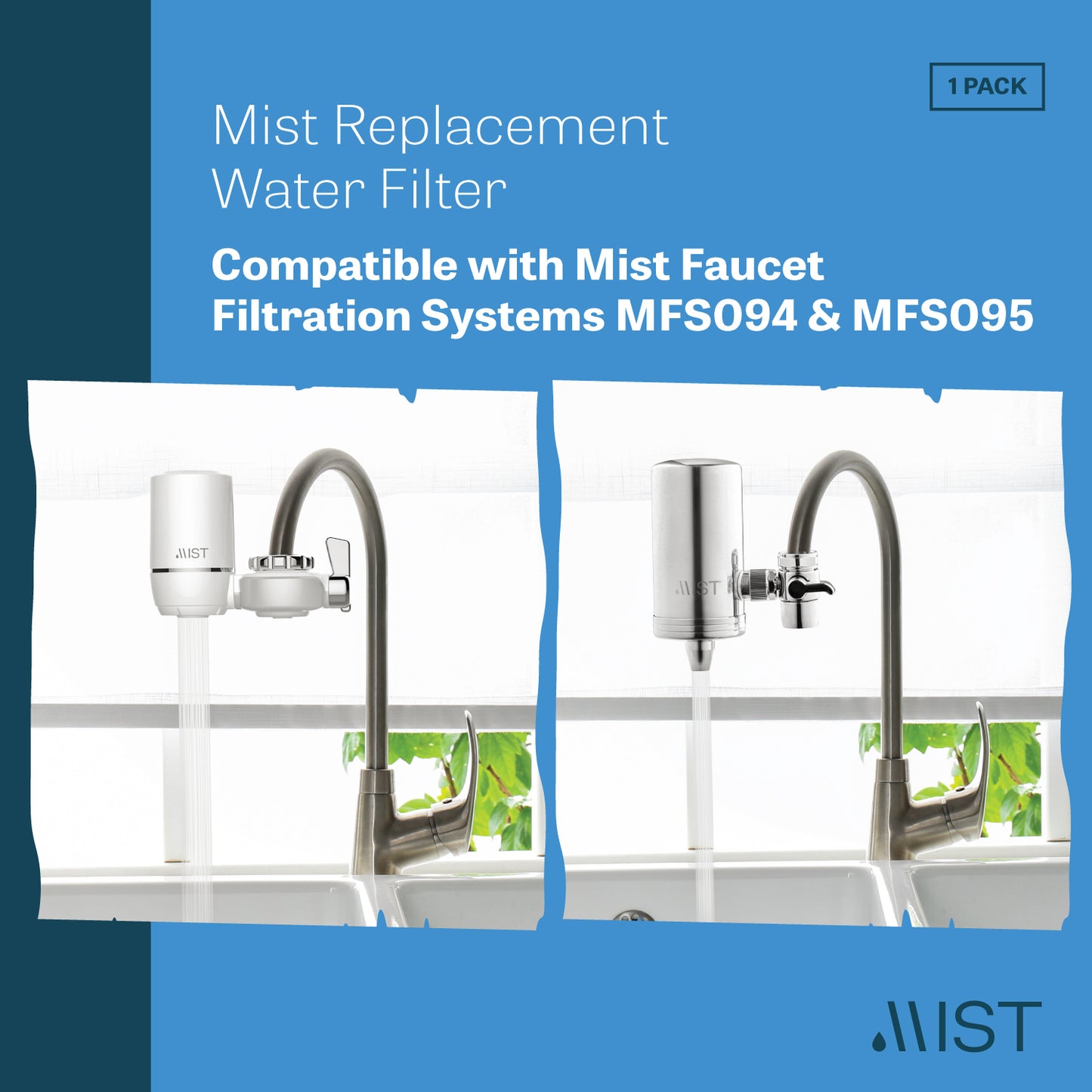 Mist Replacement Faucet Filter for Mist MFS094 and MFS095 3 Pack Carbon Block
